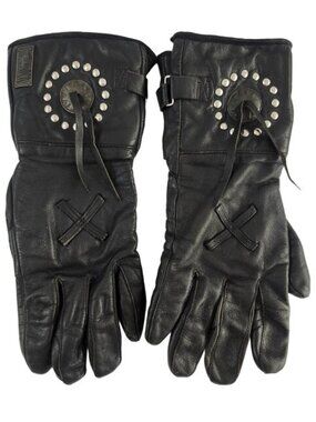 Vintage Harley Davidson Willie G Leather Motorcycle Gloves Studded Gauntlet Med
